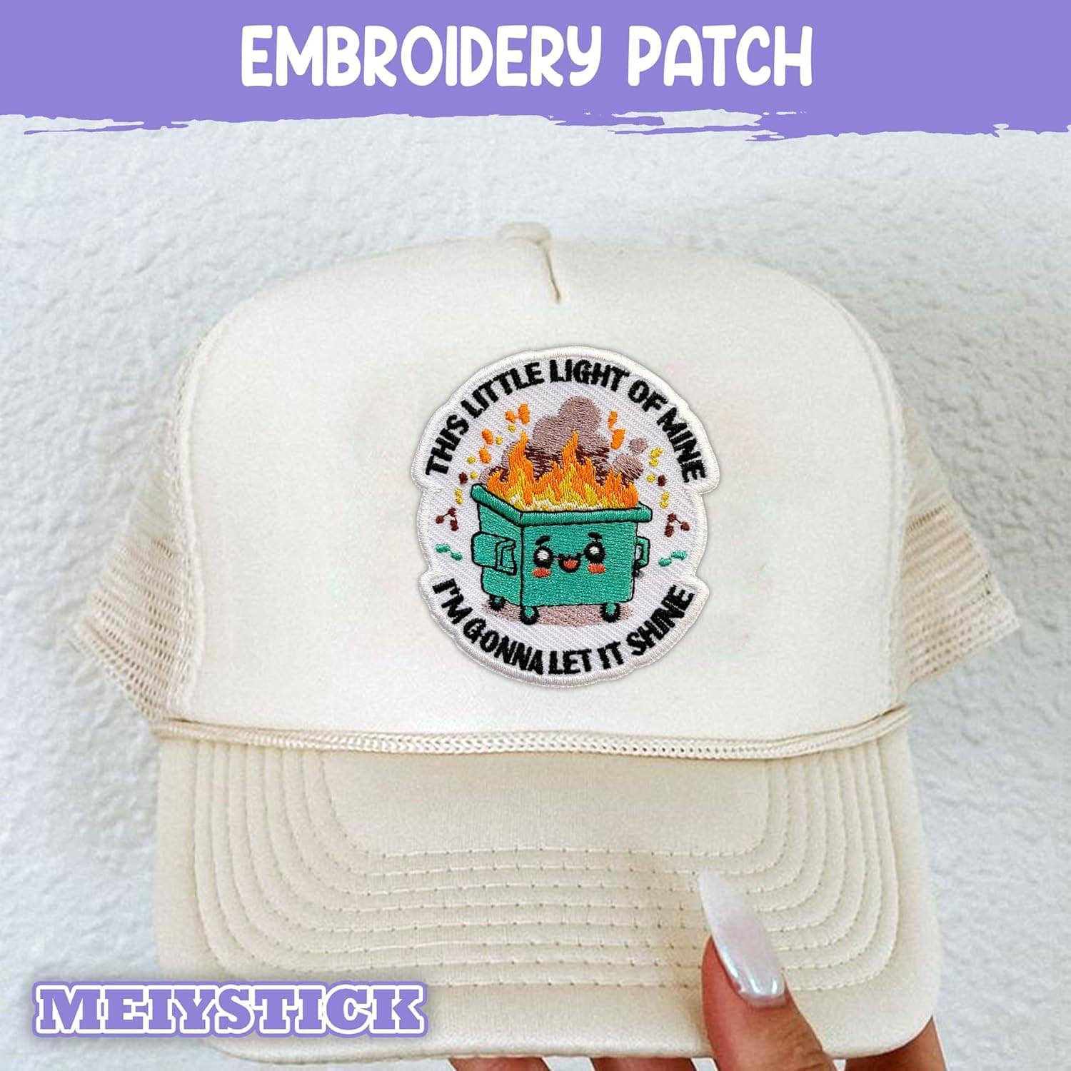 this little light of mine embroidery patches for clothes backpacks hats jeans bags, dumpster fire size 3" iron on patch or sew on patches, applique embroidery patches, gift for boys girls