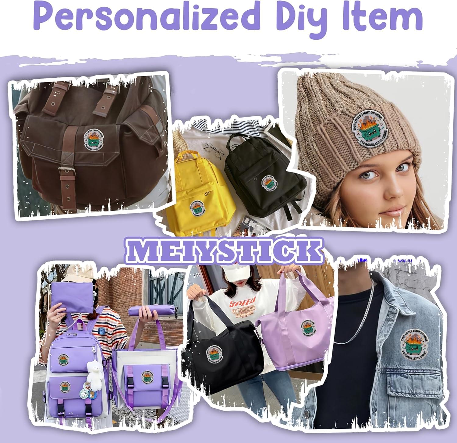 this little light of mine embroidery patches for clothes backpacks hats jeans bags, dumpster fire size 3" iron on patch or sew on patches, applique embroidery patches, gift for boys girls